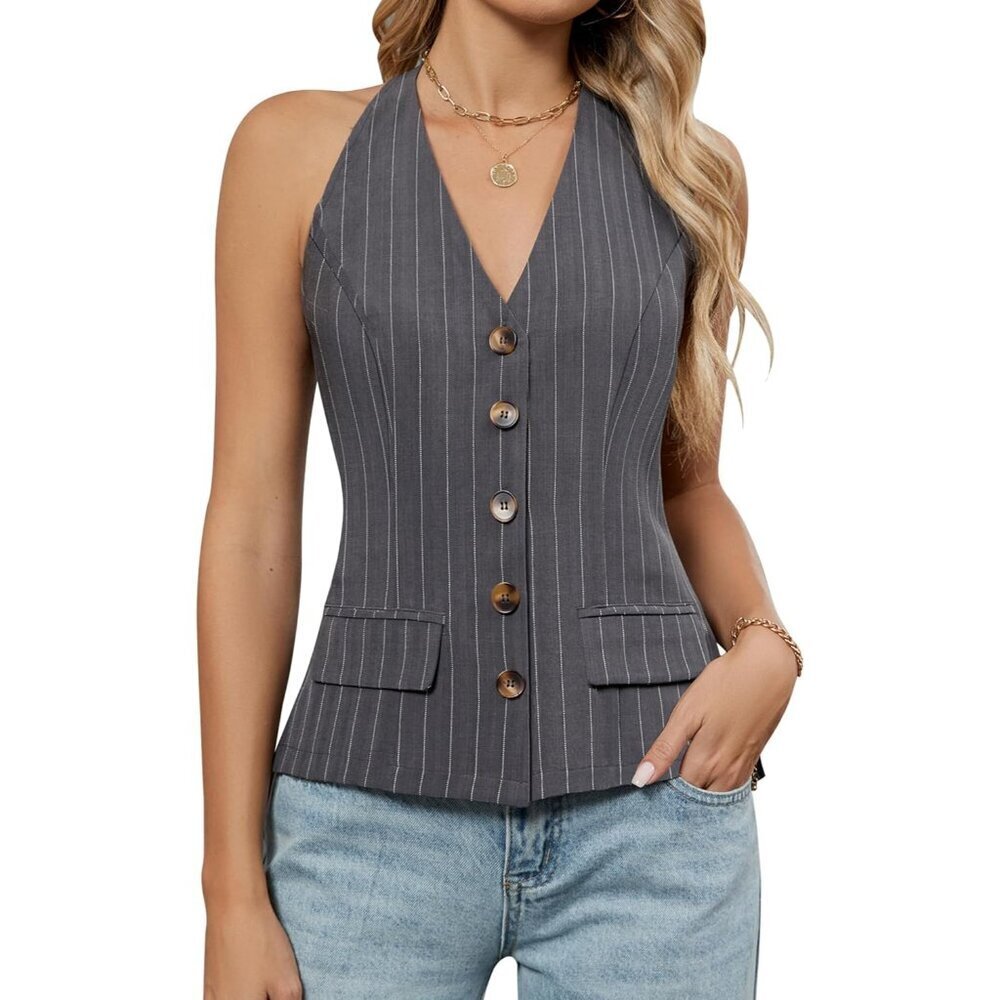 Women's V-Neck Sleeveless Vest Top Summer Tank Casual Business Chic
